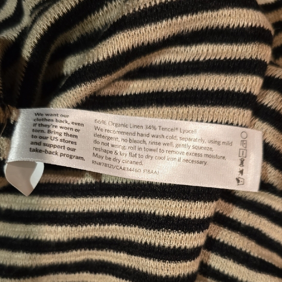 Eileen Fisher Black and Cream Striped Top - Picture 3 of 3